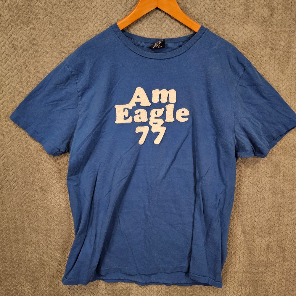 American Eagle Outfitters Mens XL Blue Am Eagle 77 Graphic T-Shirt Short Sleeve